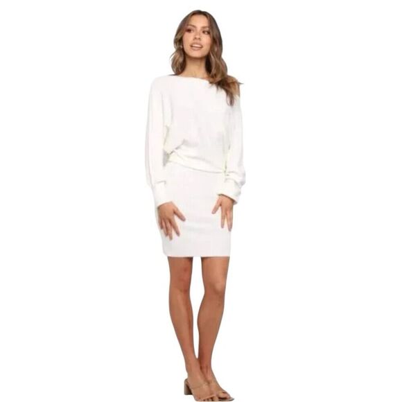 NWT PETAL & PUP OLEA WHITE OFF THE SHOULDER DRESS WOMENS SIZE 4 - Picture 1 of 8
